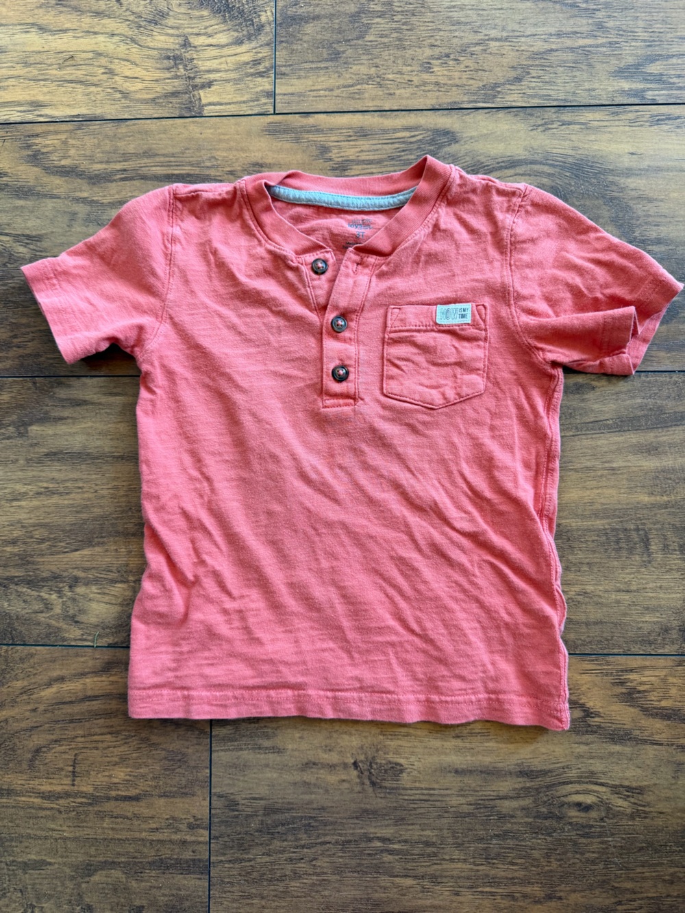 Carter's Coral Short Sleeve Henley Tee with Chest Pocket